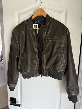 H&M Faux Leather Bomber Jacket